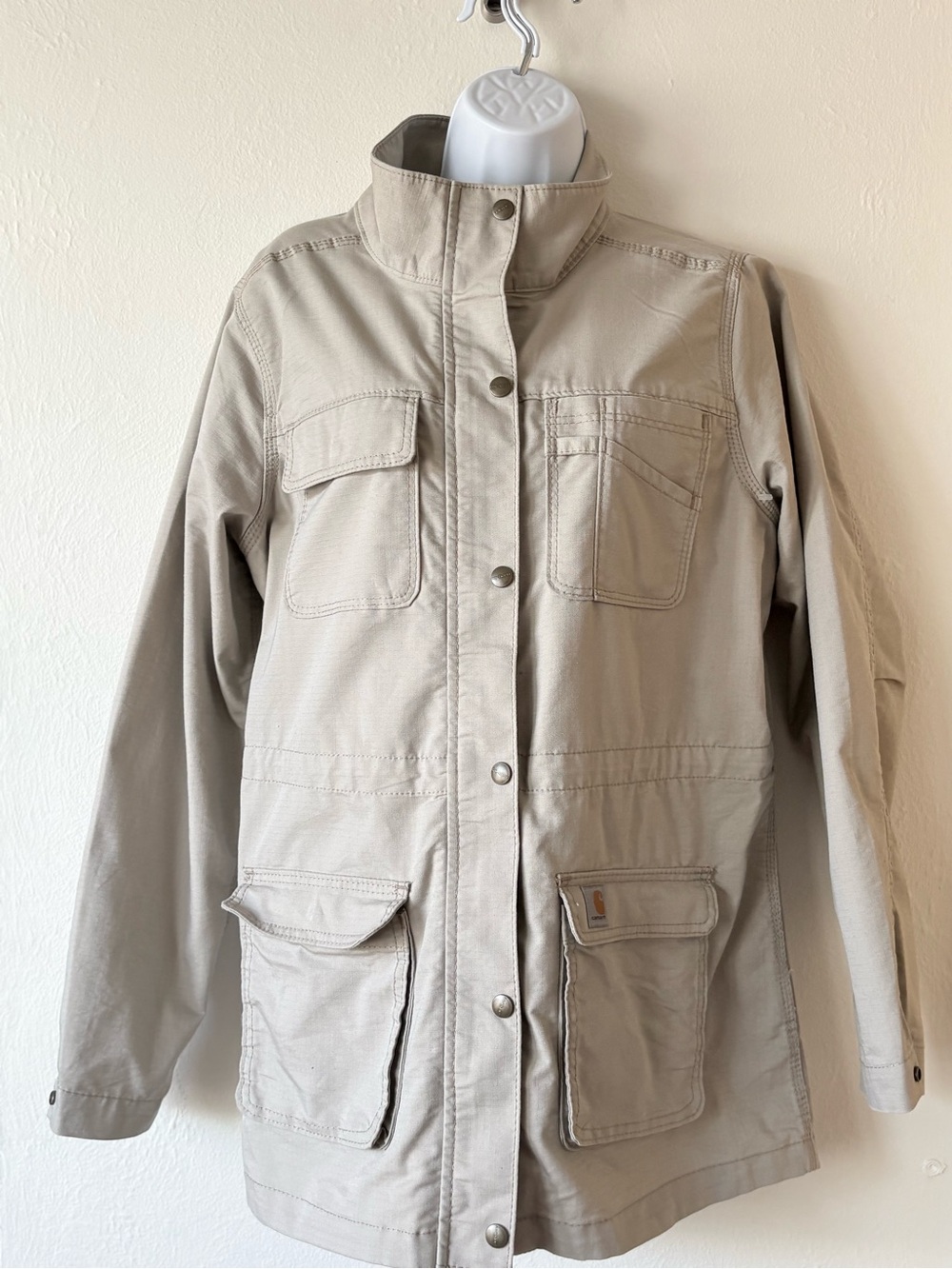 Carhartt Women's Utility Jacket in Light Khaki size L #funnelneck #utilityjacket
